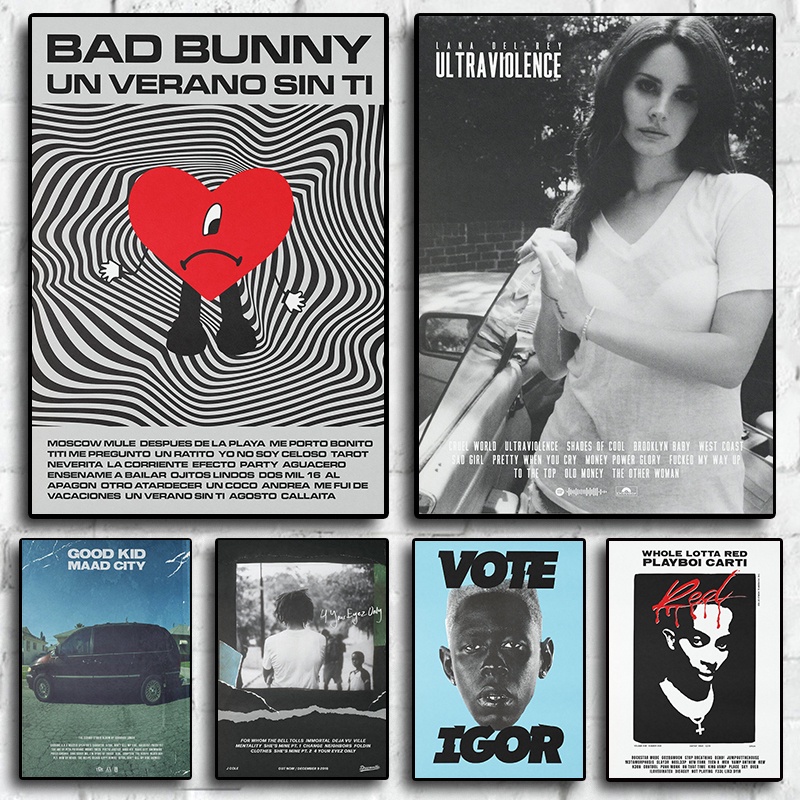 Música Clássica Canção Capa Do Álbum Pôster Hip Hop Rap Singer Bad Rabbit/Lana Del Ray/Taylor/Home Decoração Mural Art