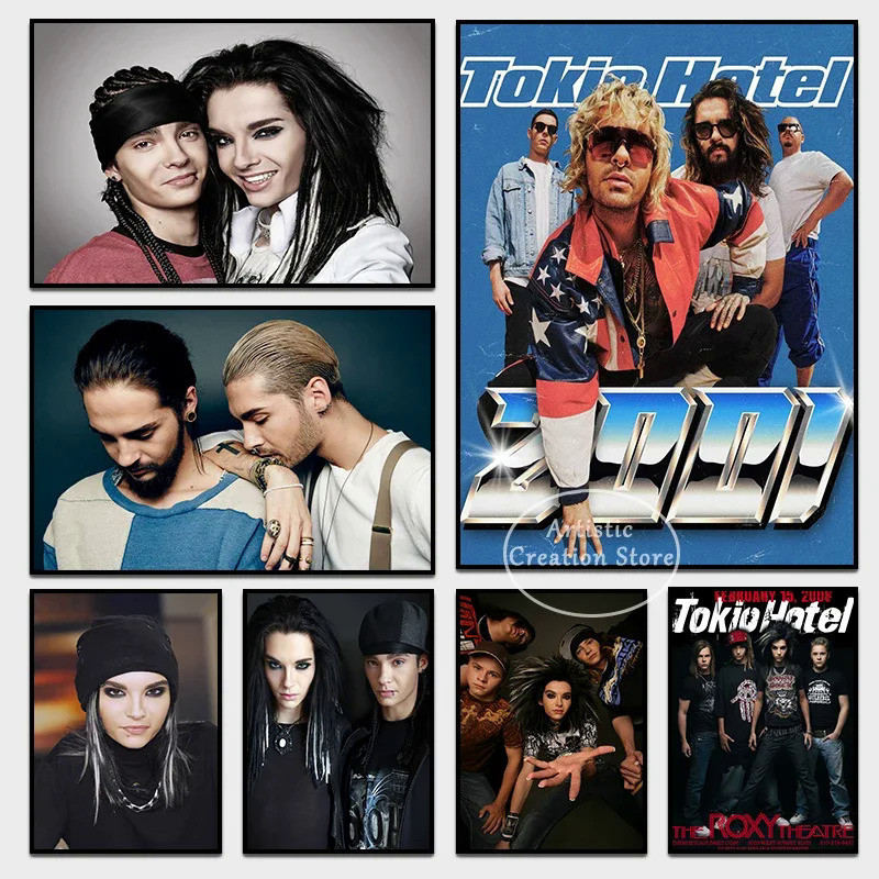 T-Tokio Hotel Cartaz Bill Kaulitz Tom Singer Banda Alemã Monção Música Mural Arte Quarto Clube Decoração Casa