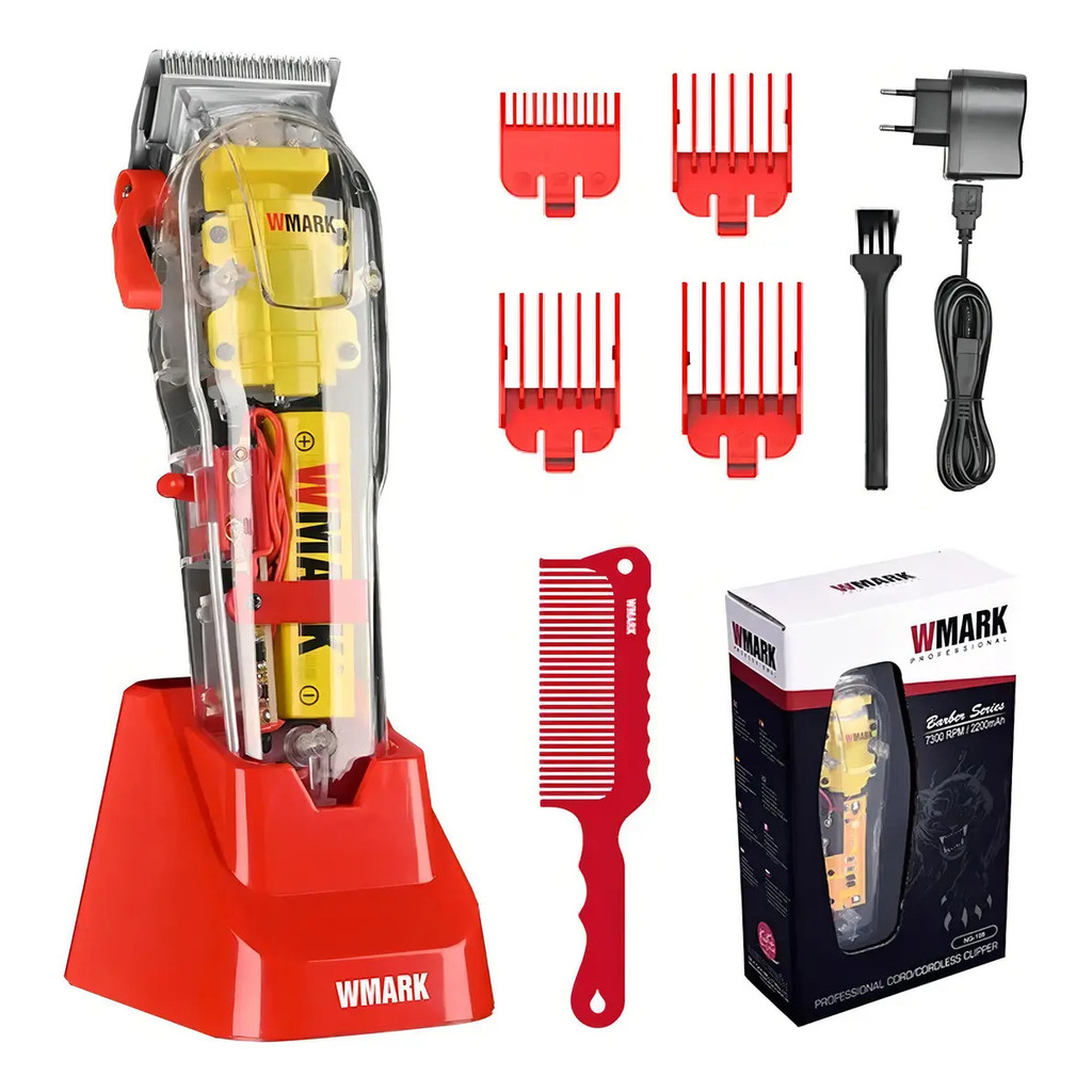 Máquina de Corte Profissional Wmark NG-108 PRO Transparente Sem Fio 7300 RPM