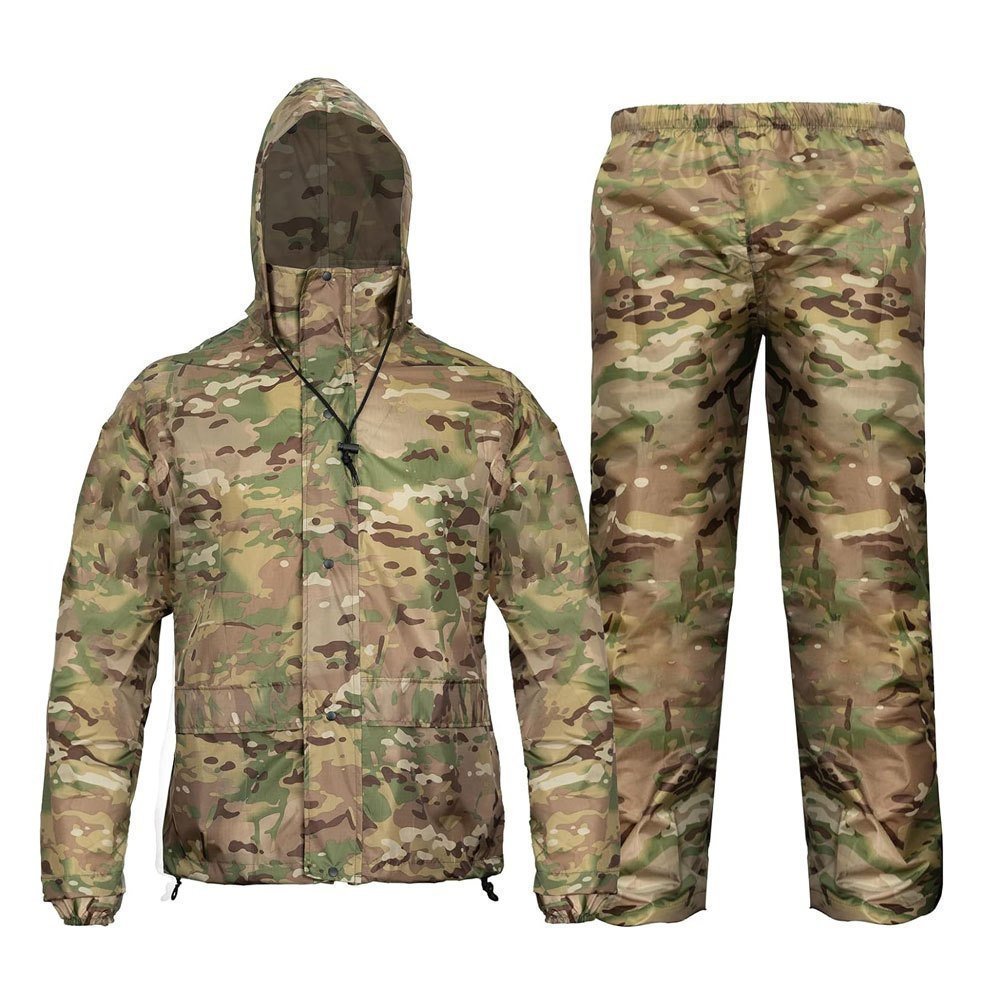 CP Camouflage Rain Suit Waterproof Camping Rain Coat Set Rain Clothing