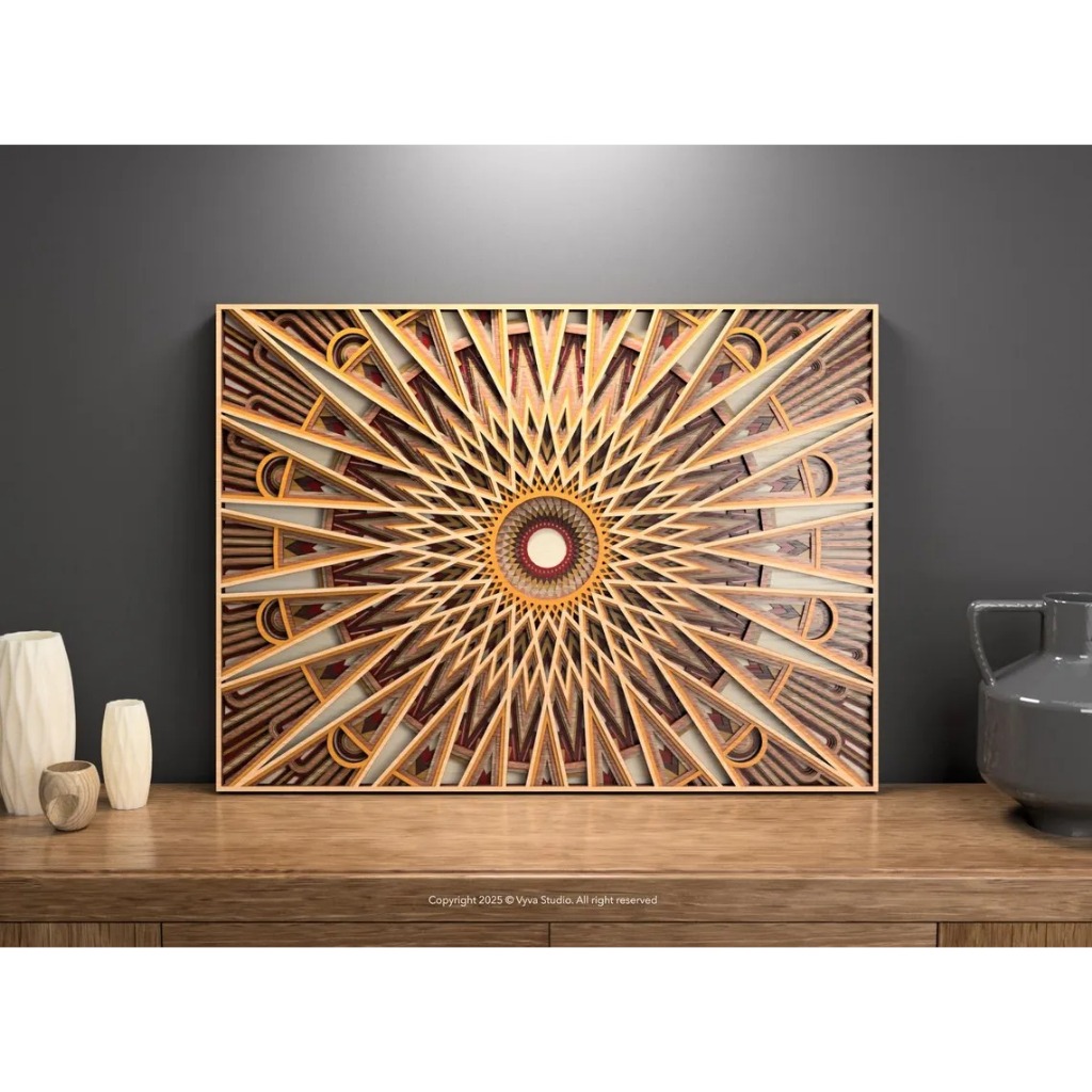 Quadro Decorativo Vertical Abstract Wood Art – Folhas e Linhas em Relevo