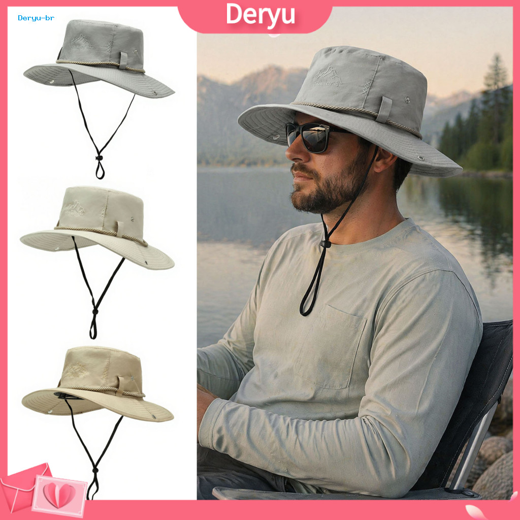 Wide Brim Outdoor Sun Hat Unisex Foldable Summer Bucket for Men Women Uv Protection Waterproof Quick-dry Fishing Cap wit