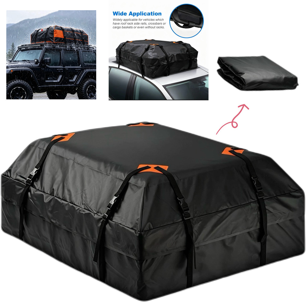 425L Foldable Waterproof Roof Rack with Universal Safety Straps and Mat