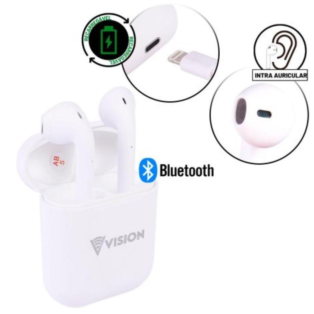 Fone Ouvido S/F Intra Auricular Bluetooth 5.0 Android E Ios