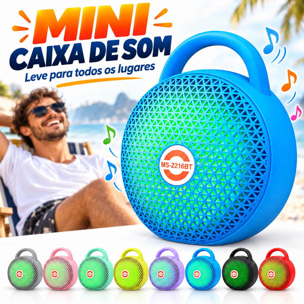 Potente Caixa De Som Wireless Bluetooth 5.3，LED RGB Flutuante，Compatível com Pen-drive USB，Portátil para Viagens