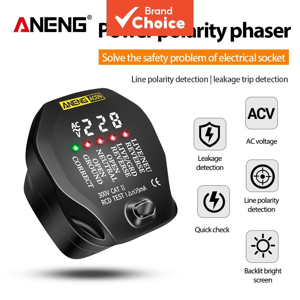 One Piece ANENG AC09 US Plug Testador De Soquete Digital , Detector De Tensão Ca Display LCD Teste RCD De Vazamento Com