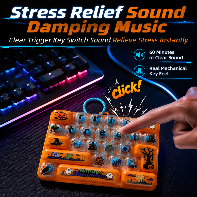 Halloween 26-Key Stress Relief Fidget Keyboard Toy Portable Sensory Keypad Cute Trick or Treat Gift for Kids Adults Part