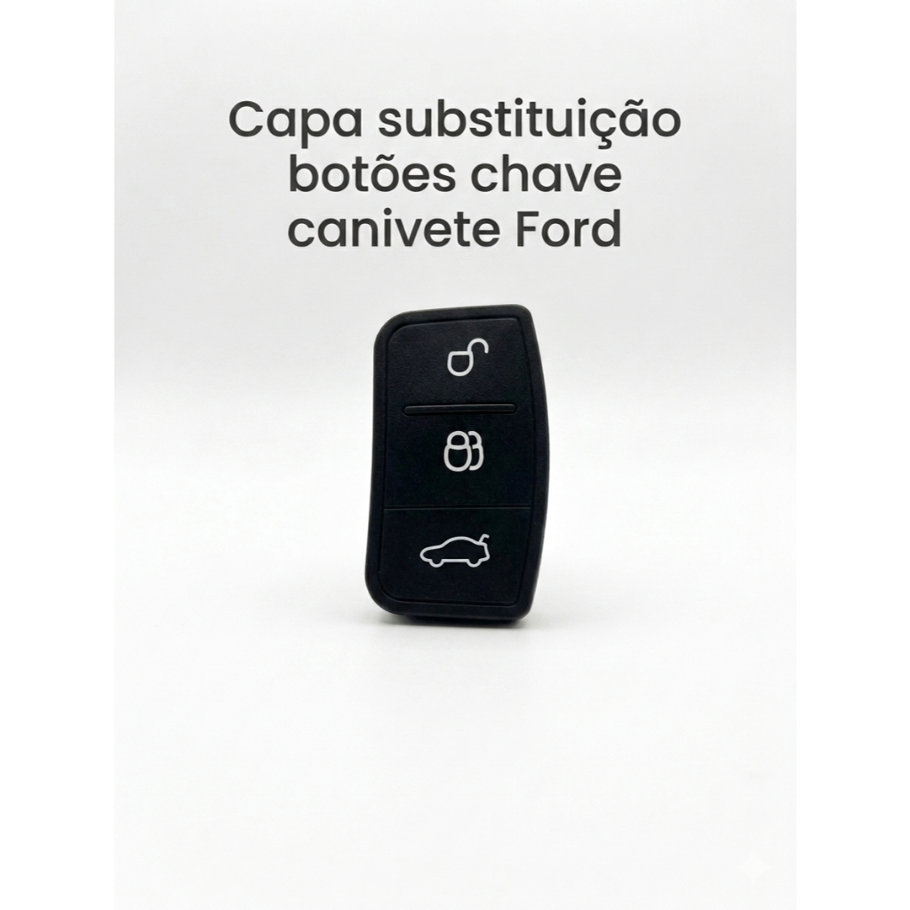 Capa Reparo Botão Frente Da Chave Canivete Modelo Ford Focus Fiesta Eco Sport Bananinha 3 Botões Keypad