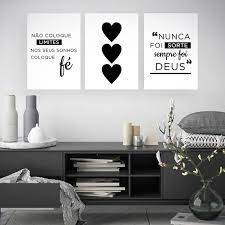 Quadros Decorativo Mosaico 30X50 Sala Quarto 3 peças Mdf Alta Resolução Full HD Nunca Foi Sorte Sempre Foi Deus