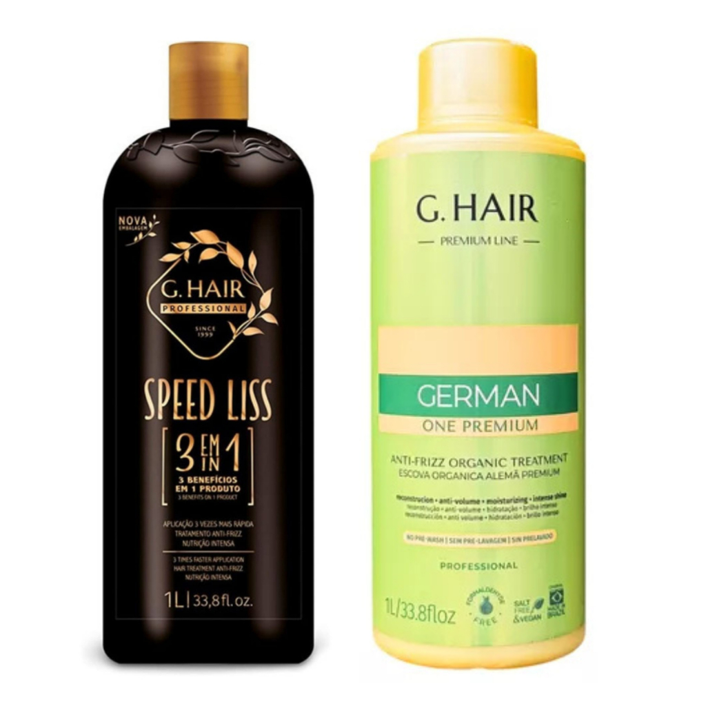 G.HAIR KIT PROGRESSIVA SPEED LISS 3 EM 1/1L + ESCOVA PROGRESSIVA ALEMÃ ORGÂNICA (GERMAN  ONE PREMIUM) 1L