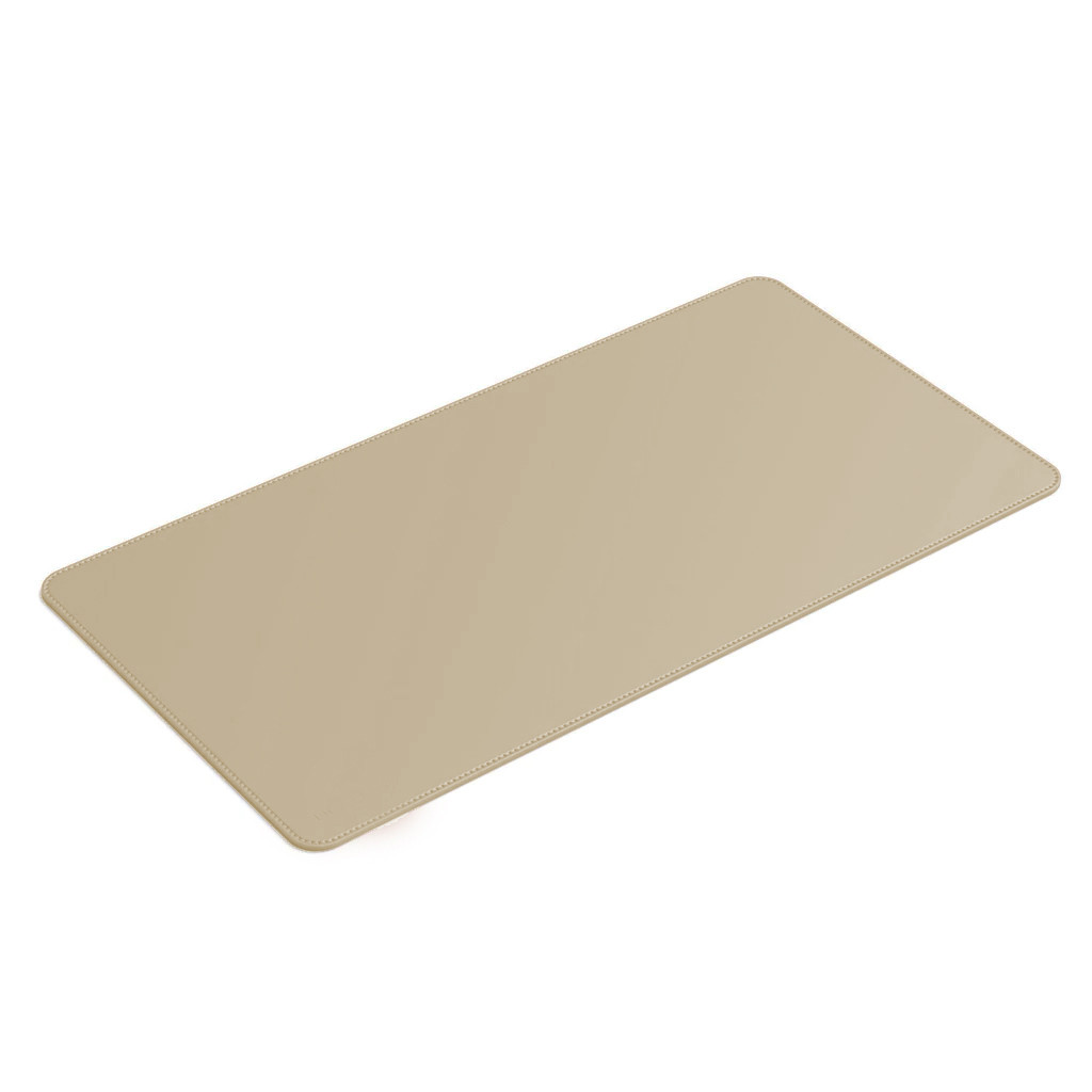 Mouse Pad Grande Couro Bege Claro Feltro Costurado Básico