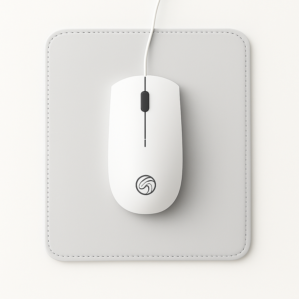 Mouse Pad Pequeno Couro Branco