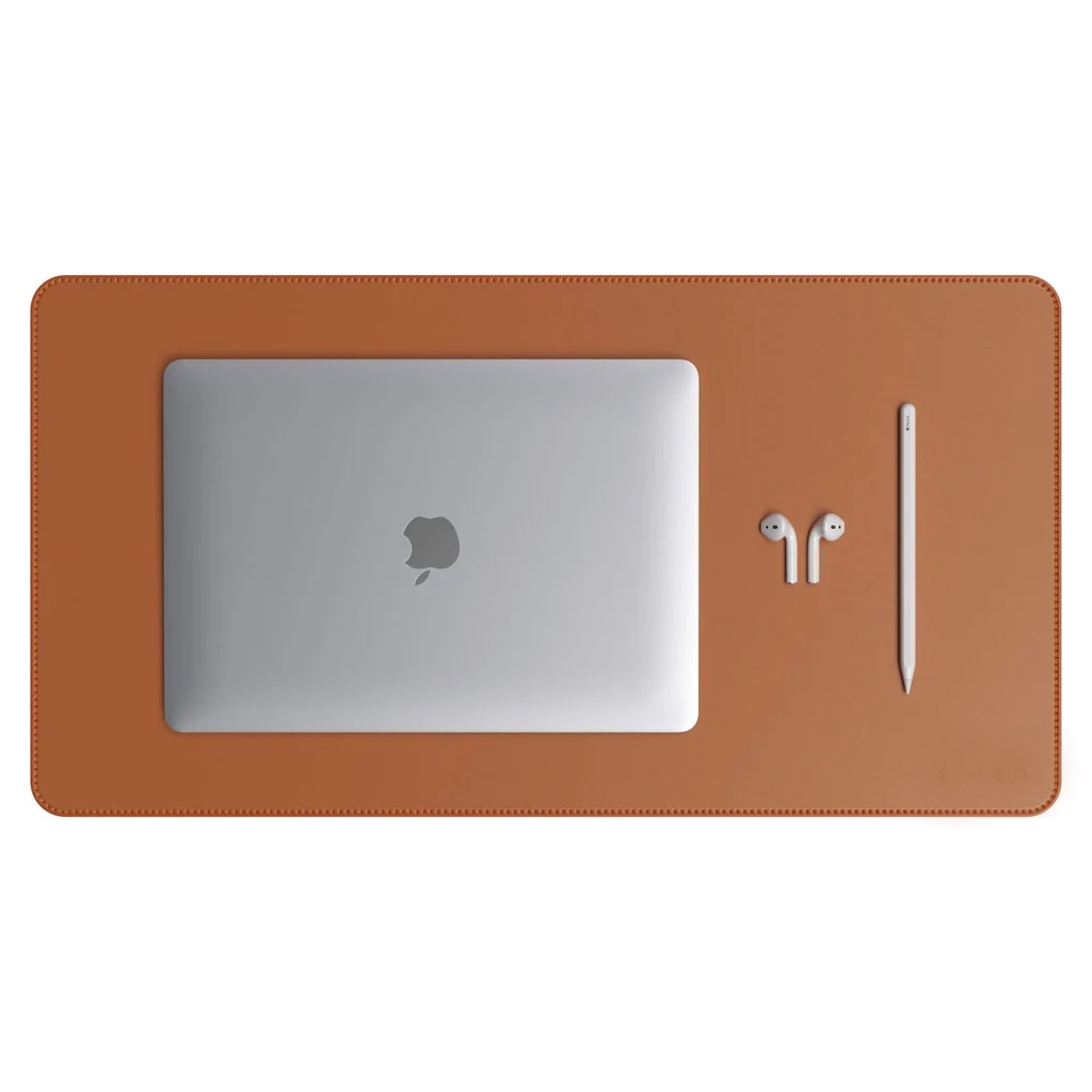 Mouse Pad Grande Couro Dupla Face Caramelo Preto