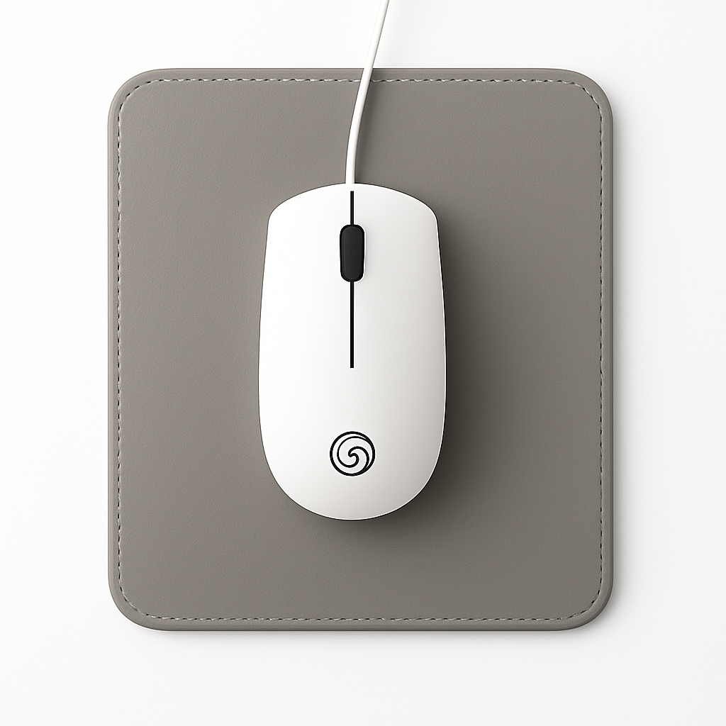 Mouse Pad Pequeno Couro Cinza Claro