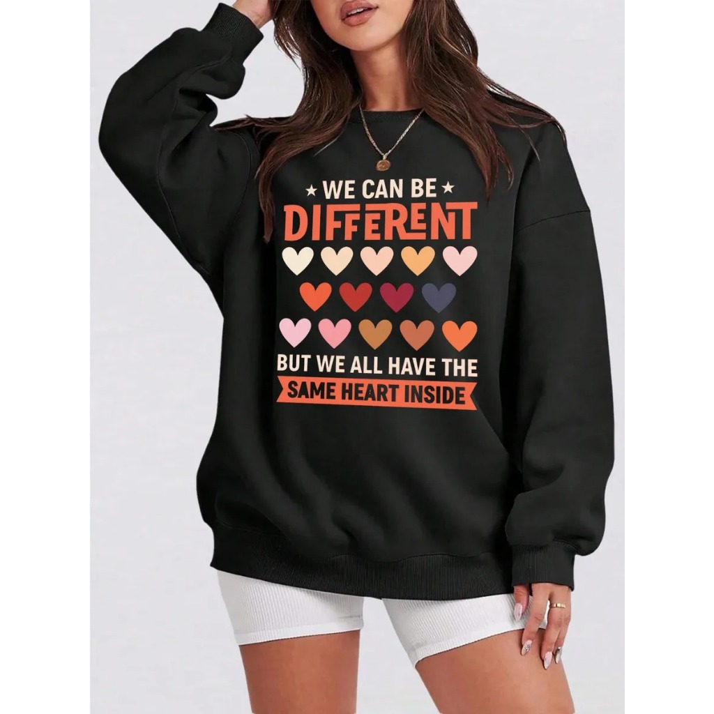 Moletom Gola Careca Redonda Estampa We Can Be Different Casaco de Frio Blusa Agasalho Algodão Feminino Unissex