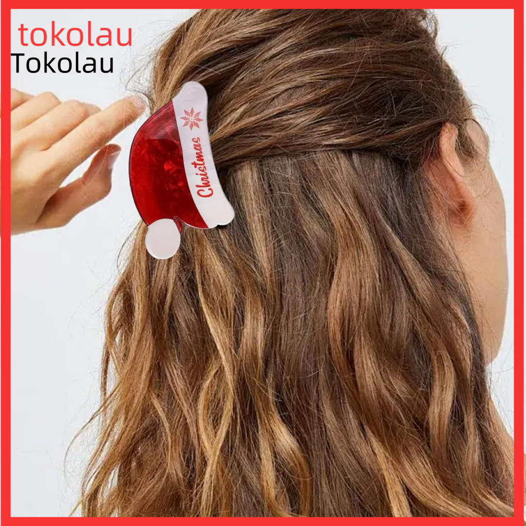 Christmas Hat Design Hair Claw Versatile Hairpin for Different Looks Clip for Scalp Protection – Shark Shape Shower fo