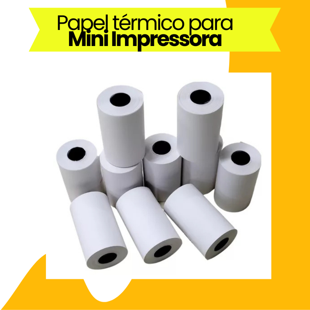 Bobina de Papel Térmico para Maquina Impressoras bluetooth Sem Fio portátil