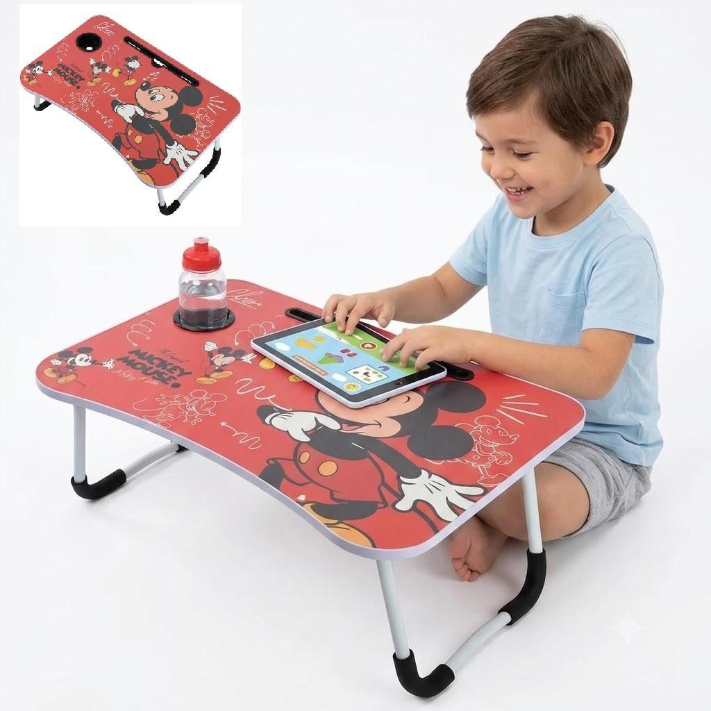 MESA DOBRAVEL MICKEY DISNEY MULTIUSO COM PORTA COPOS SUPORTE NOTEBOOK TABLET CELULAR PARA ESTUDOS CAFE DA MANHA E CAMA