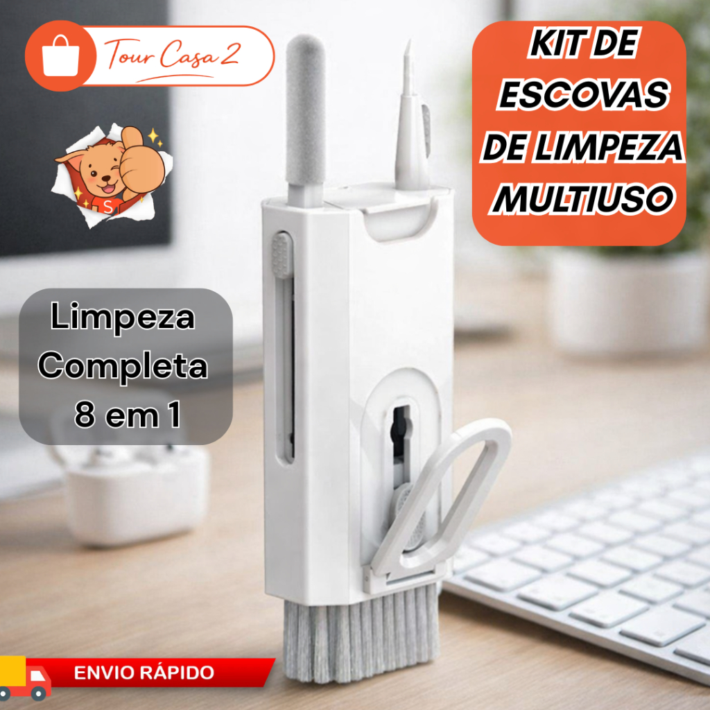 Kit Escovas Multiuso Limpeza Superfície Tablet Botões Fone Teclado Celular Notebook Cantos Detalhe