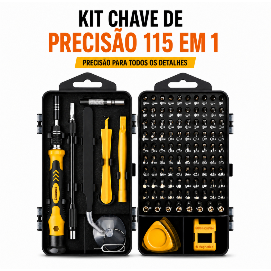 Kit 115 Chaves de Precisão Manutenção Telefone Multiuso Celular Notebook Tablet