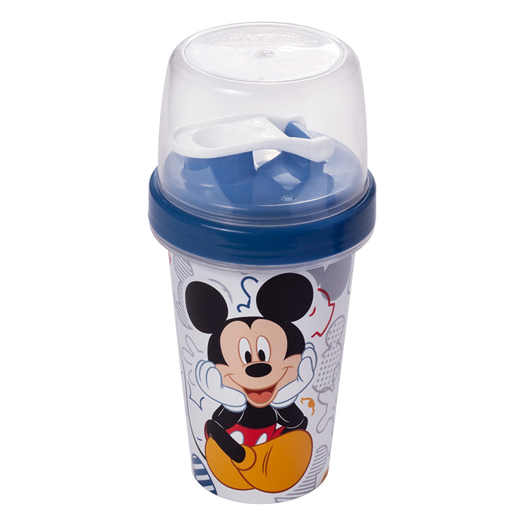Mini Shakeira Mickey Mouse Disney 320mL Bico Com Tampa Articulada Para Lancheira
 - Plasútil