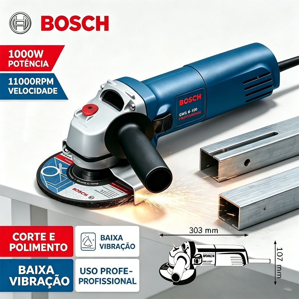 Angle Grinder GWS6-100 Bosch Original Sander 1000W electric tools Cutting and polishing with polishing disc accessory