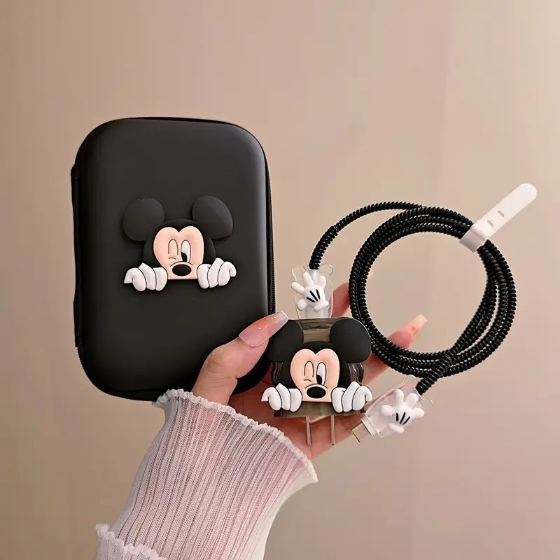 Protetor De Cabo Compatível Com iPhone/iPad 18W/20W Carregador Capa Protetora 3D Cartoon Minnie Mickey Management