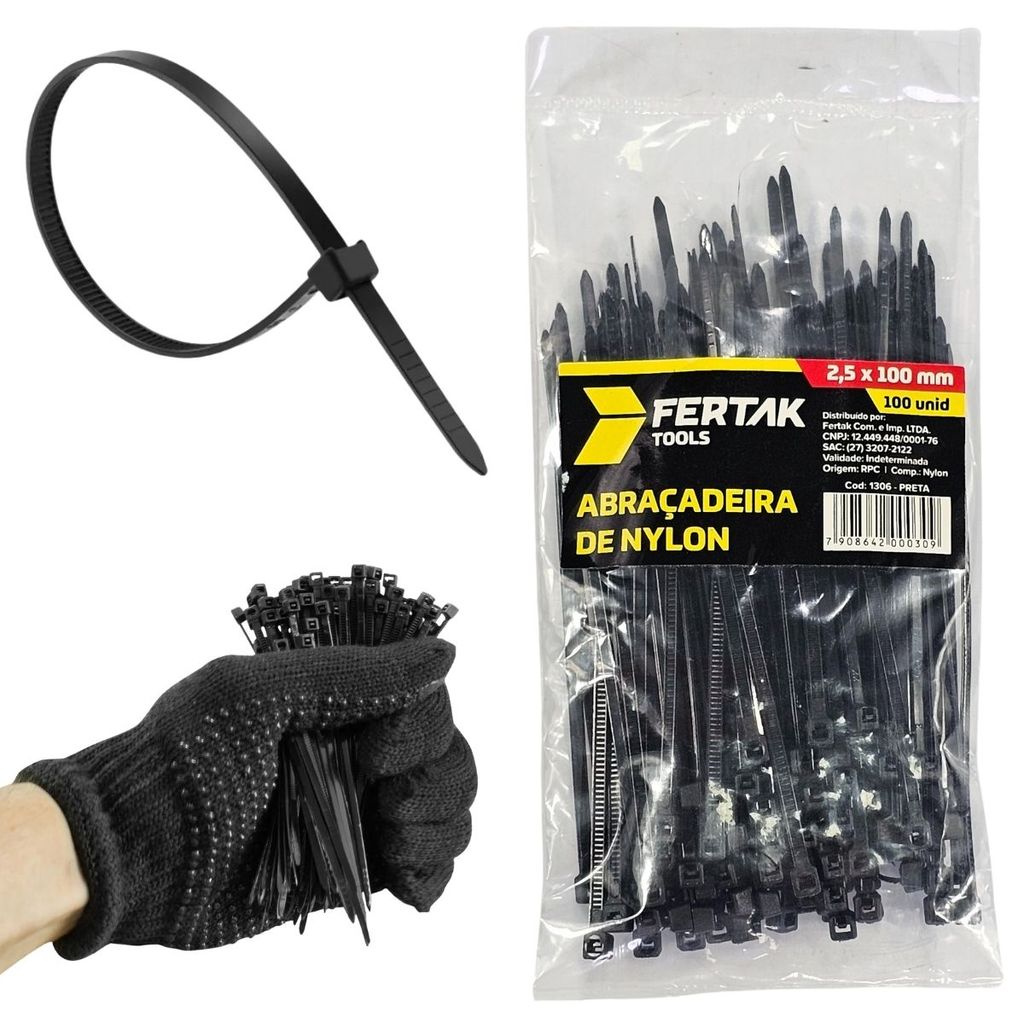 Abraçadeira Nylon Organizar Fios Cable Management 100mm Cinta Plástica