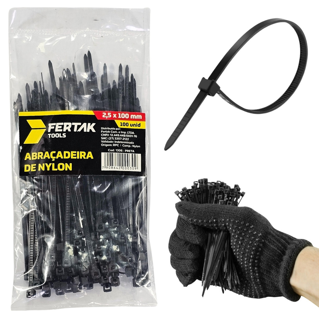 Abraçadeira Nylon Organizar Fios Cable Management 100mm Cinta Plástica