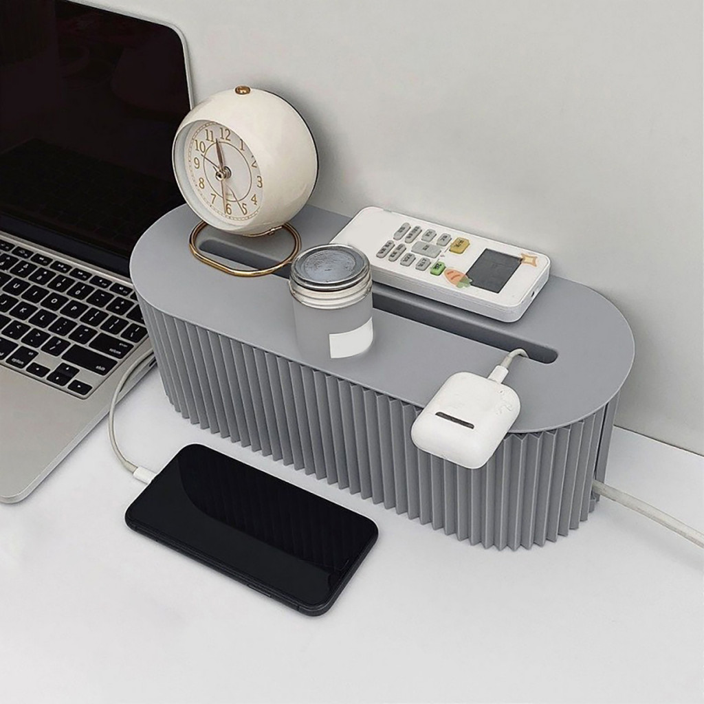 Cord Hider Box Cable Hideaway Container Management with Cover – Power Strip Electrical Organizer for Home Office Desk