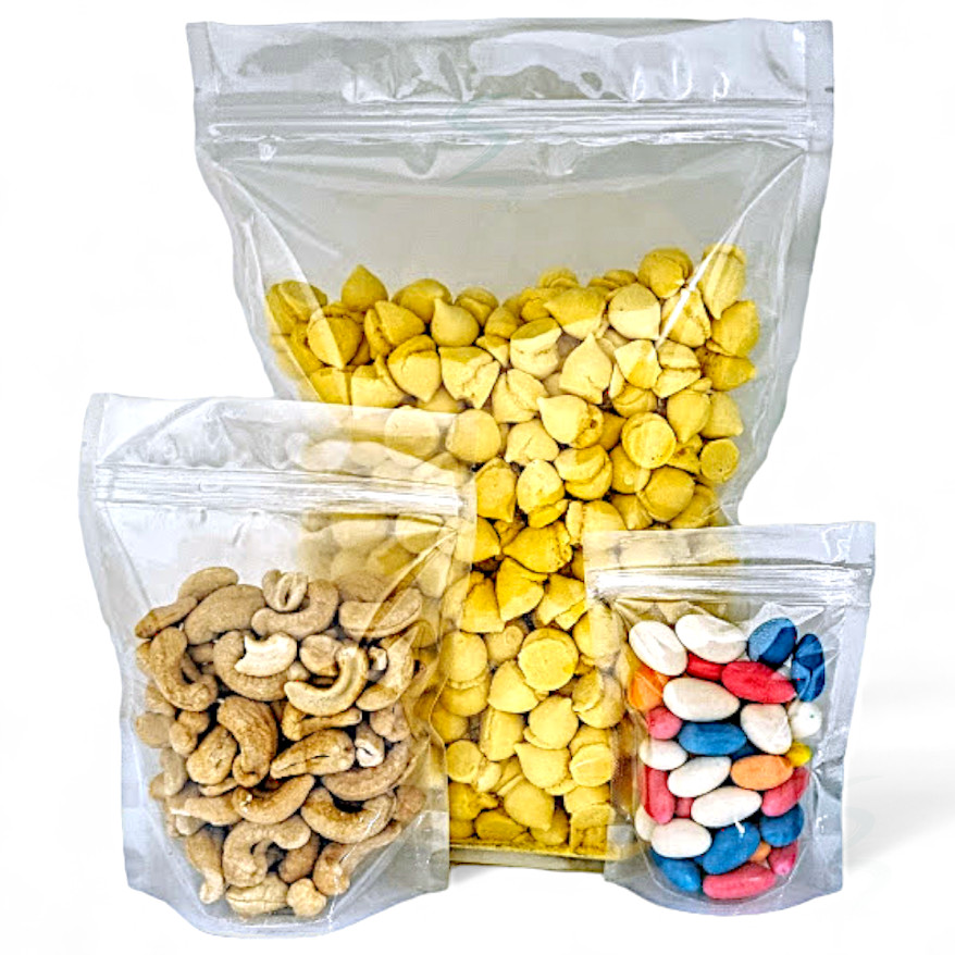 Kit 500 Sacos Stand Up Pouch Transparente Zíper 1100 ml (17x23 cm) - Ideal para Alimentos