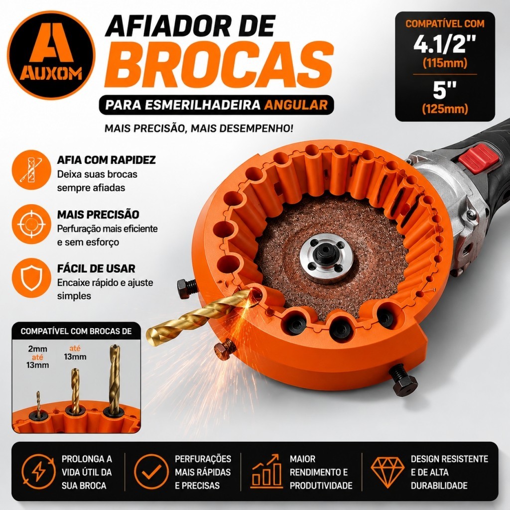Gabarito Afiador de Brocas  Impressões 3D Esmerilhadeira de 125 mm Laranja 5