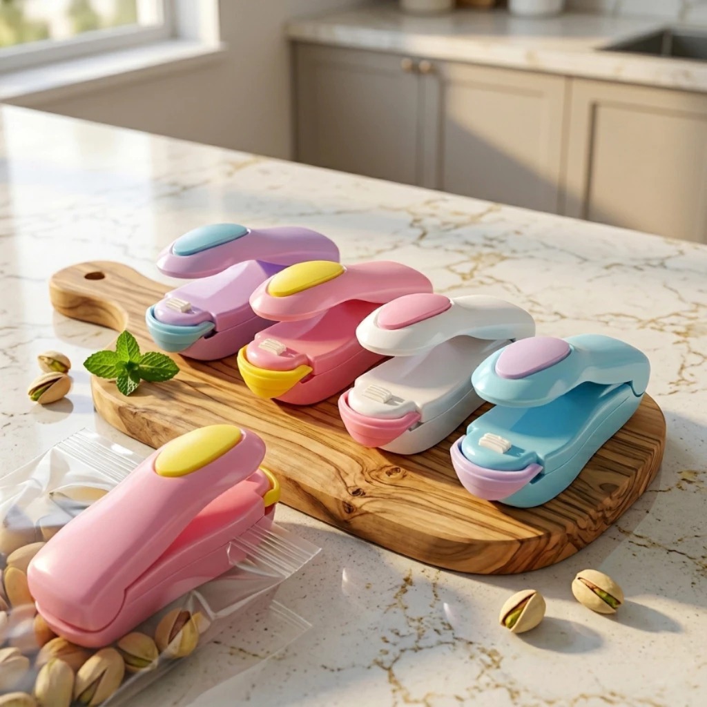 Mini Seladora Portátil de Embalagens Plástico Máquina de Selar Pacotes Conserva Alimentos