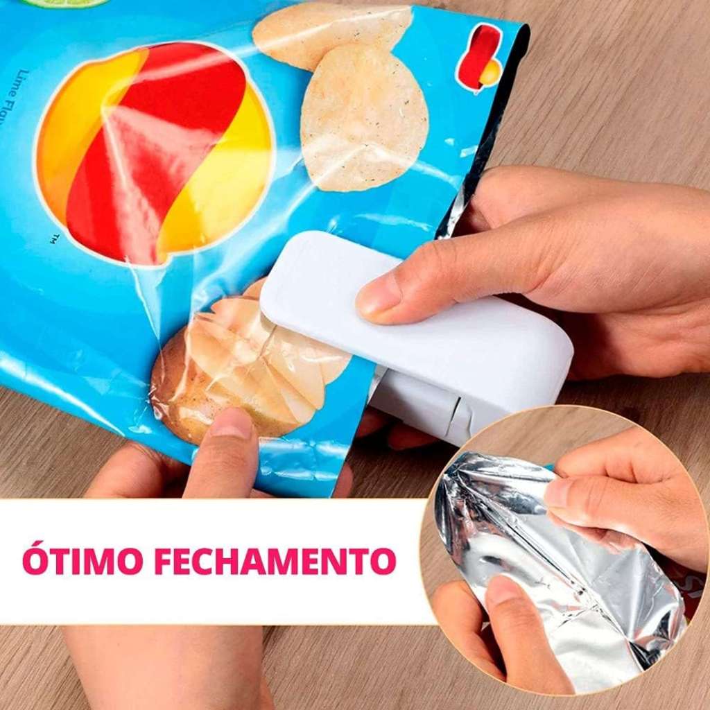 Mini Seladora Lacrador Portátil Embalagens Plásticos Com Imã