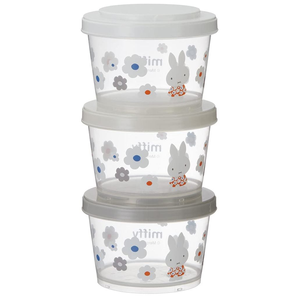 Skater Miffy Monotone Round Food Storage Container Set Screw Lock Lid Stackable Bento Snack Case Kitchen Made in Japan