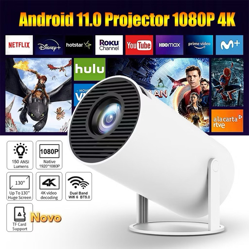 Projetor Profissional 4K HD HY300 Pro – Tela 150”, Wi-Fi, Compatível com Celular, TV Box, Xbox, PS, PC – Envio Imediato