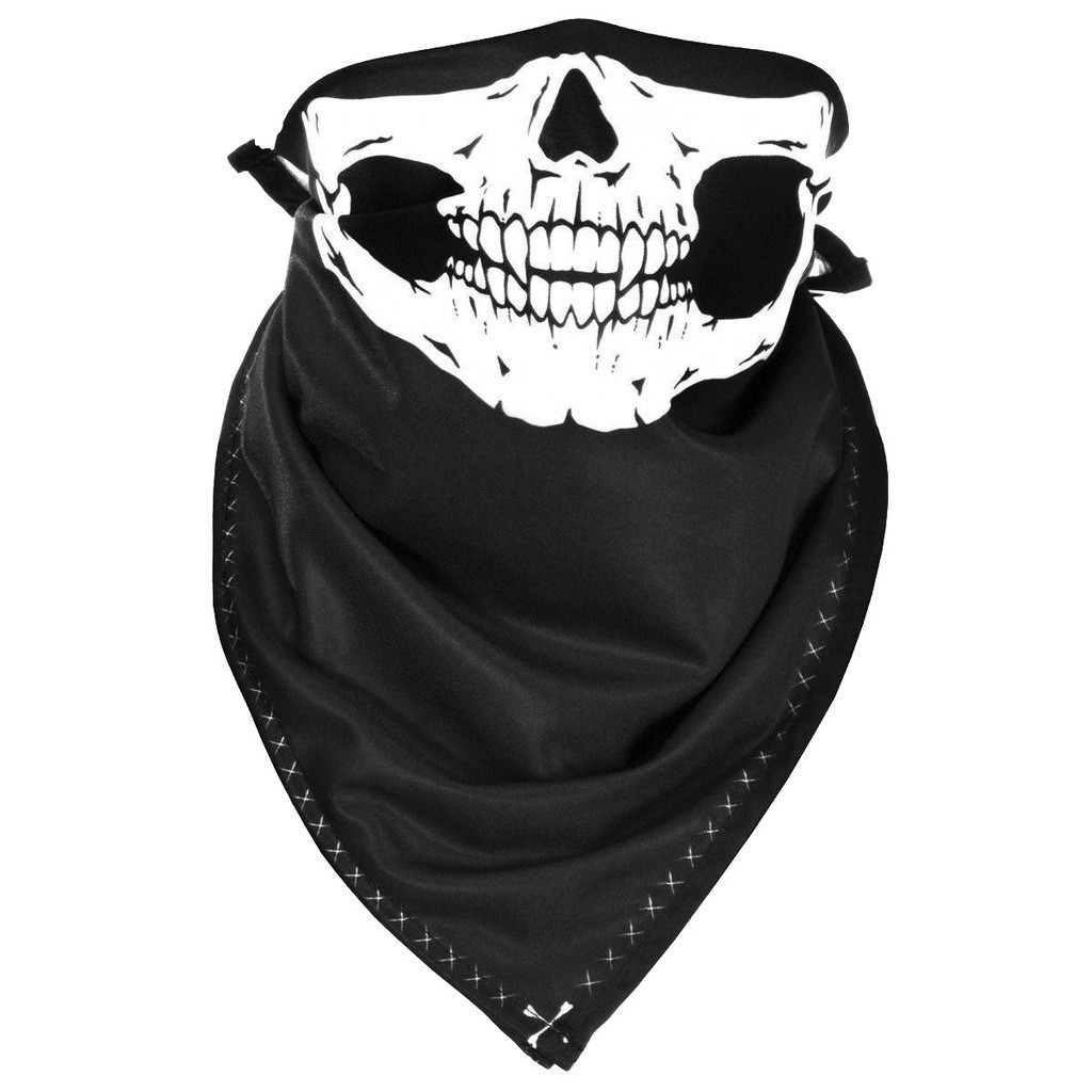 Bandana Capacete Bike Airsoft Pro Tork Skull Riders Preto/Branco Caveira Moto Motoqueiro Flanelinha Masculino Feminino H