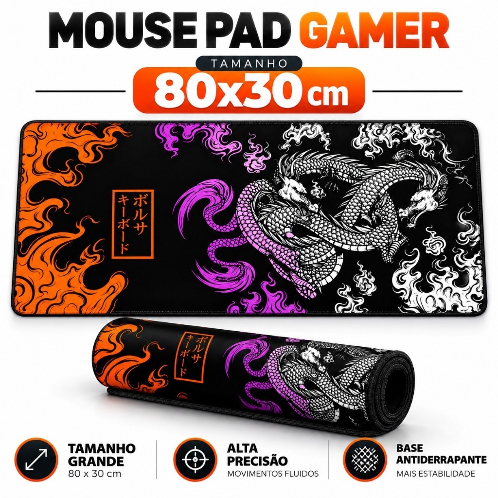 Mouse Pad Gamer Grande RGB Personalizado Antiderrapante Alta Precisão Apoio Ergonômico Desk Mat Gaming Speed Setup PC