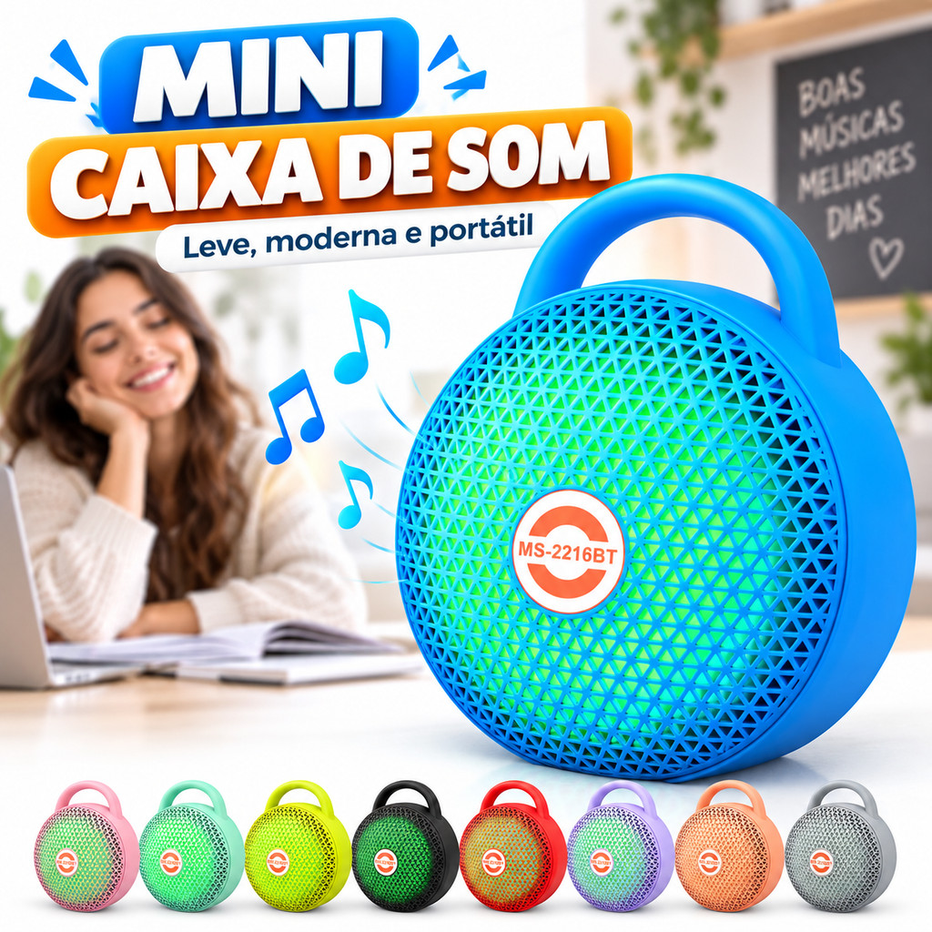Potente Caixa De Som Wireless Bluetooth 5.3，LED RGB Flutuante，Compatível com Pen-drive USB，Portátil para Viagens