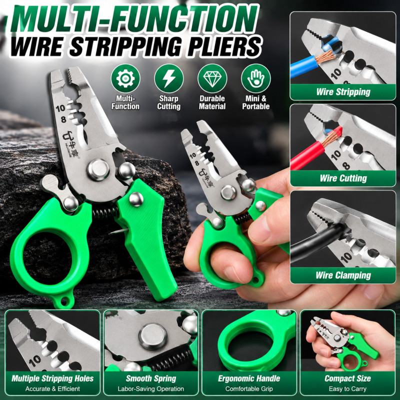 Multi-Function Mini Wire Stripper with Lock Aluminum Alloy Portable Small Tool