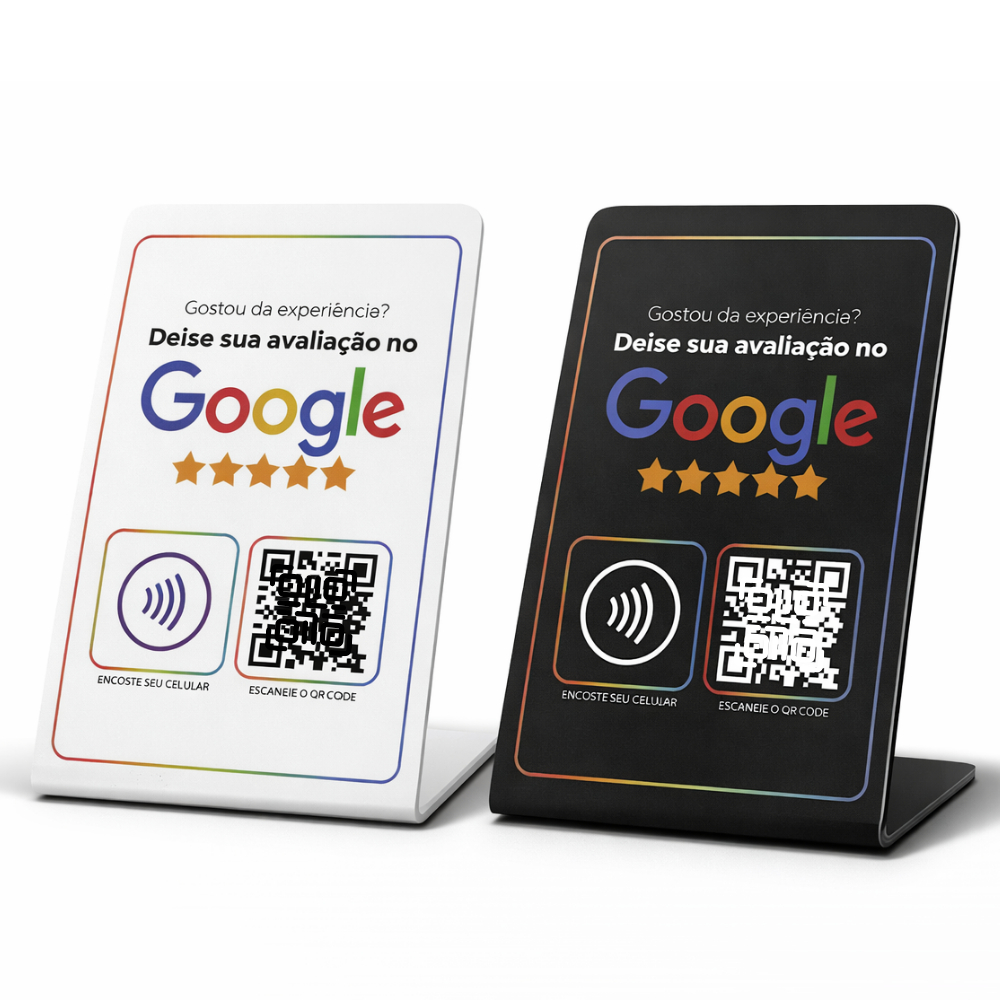 Placa De Avaliação Google Com Nfc E Qrcode (aproximação) onetag cartão de visita digital