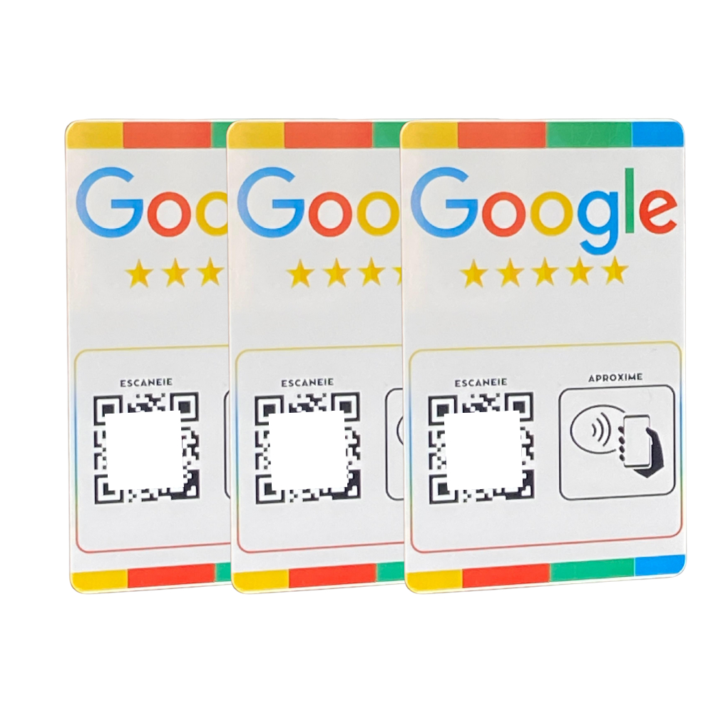 Placa/cartão Google Avaliação Com Chip Nfc E Qr Code Kit 3