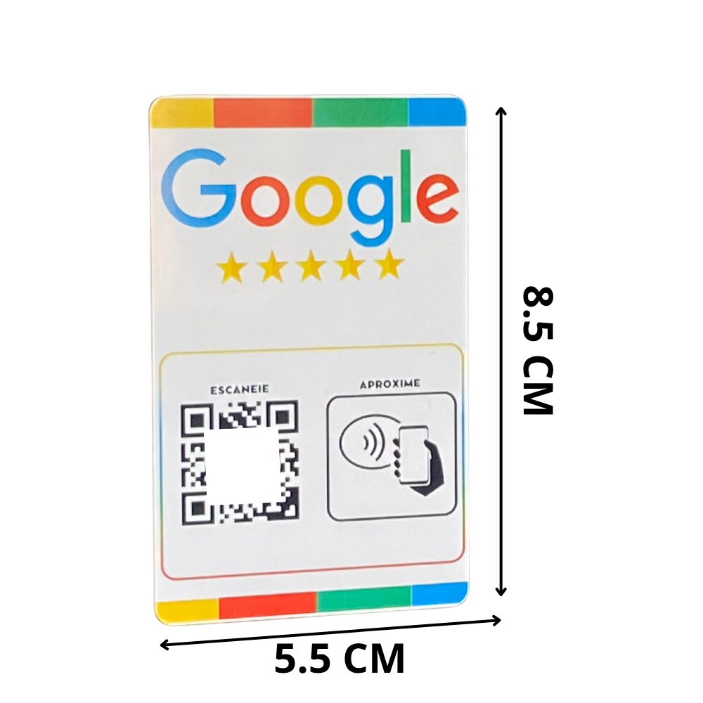 Placa/cartão Google Avaliação Com Chip Nfc E Qr Code