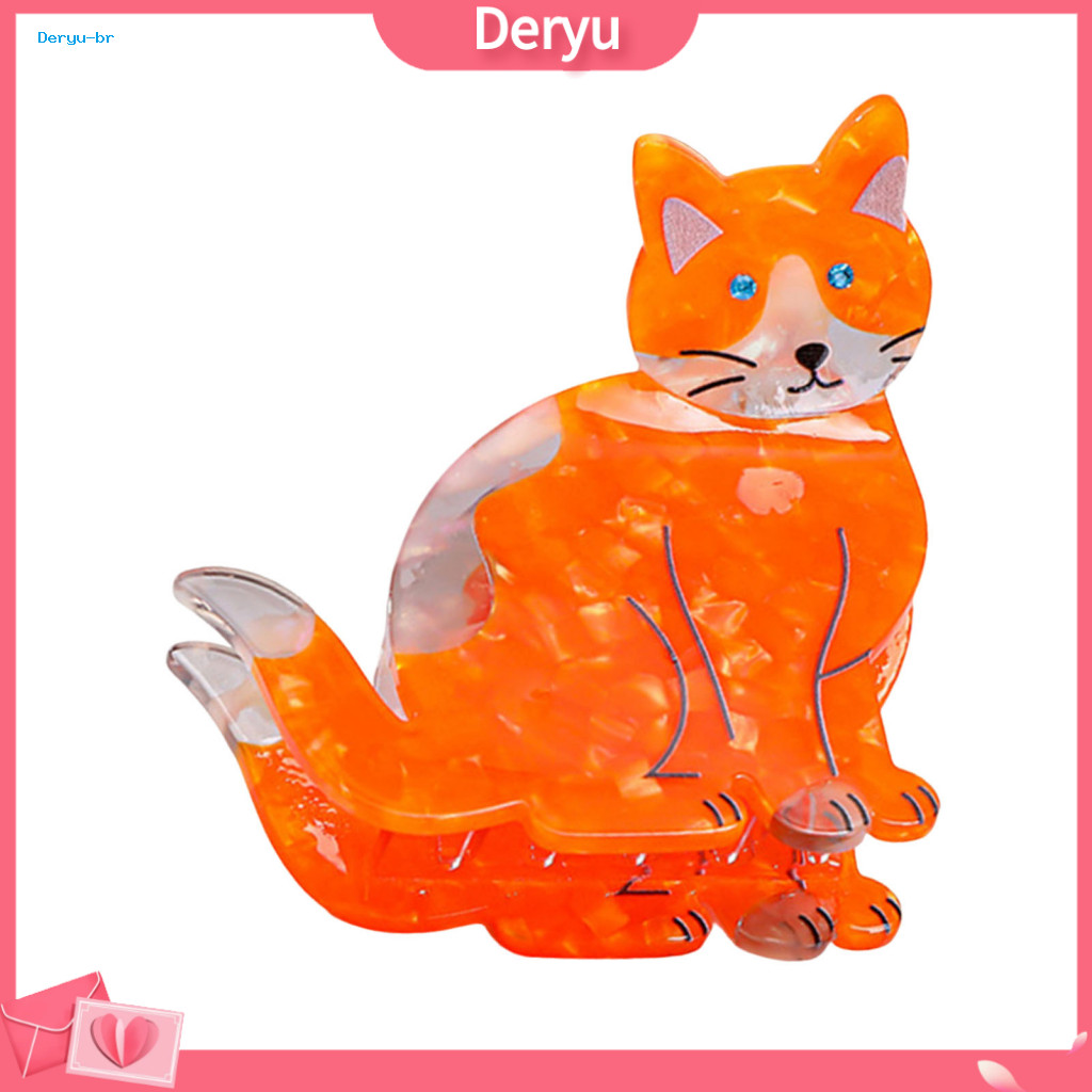 Durable Acetate Hair Clip Claw Cartoon Cat Large Acetic Shark Clamp Anti-slip Lightweight Back Head for Women Girls Styl