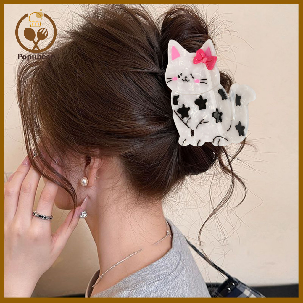 High Crown Hair Clip Cartoon Cat Large Acetic Acid Shark Clamp Anti-slip Lightweight Back Head Claw for Women Girls –