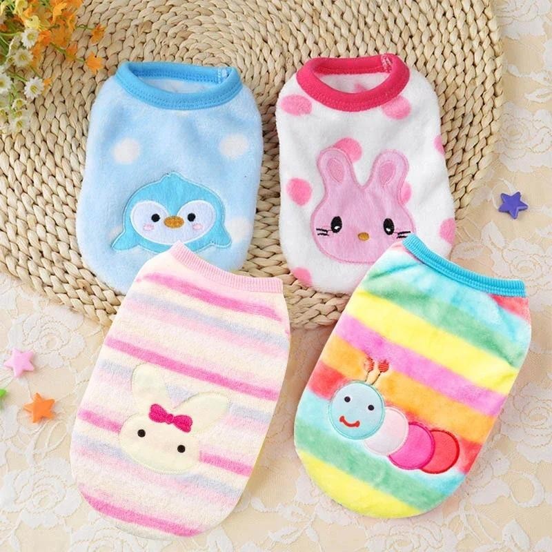 Roupas de Inverno para Cães em Fleece XXS-XL, Colete para Cães Pequenos, Roupas de Cartoon para Poodles Teacup, Camisa p