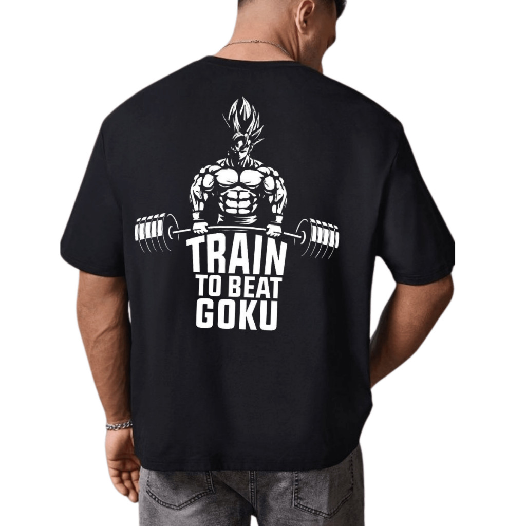 Camiseta Oversized Masculina Camisa Streetwear Estampa Goku Train To Beat