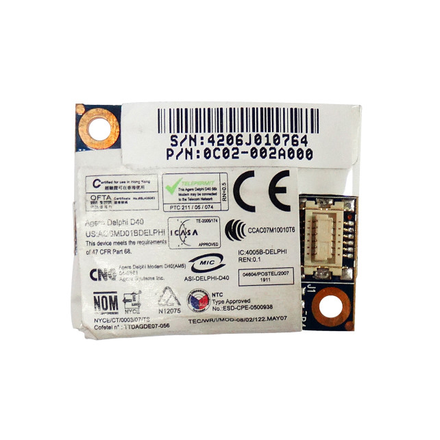 Placa Fast Modem Agere Delphi para notebook Pegatron