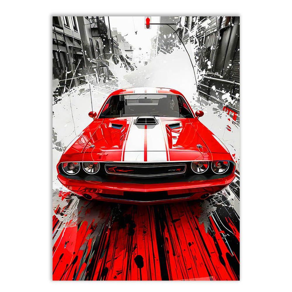 Placa Quadro Decorativo Carro Esportivo Vermelho Muscle Car Garagem Escritório Quadro Decorativo Decoracao Sala Quarto P