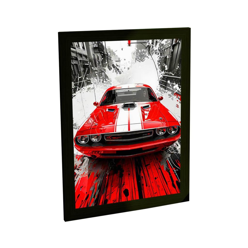 Quadro Decorativo para Sala e Quarto Carro Esportivo Vermelho Muscle Car Garagem Escritório Decoracao Parede Poster